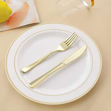 N9R Gold Plastic Forks 72Pcs for Parties and Events