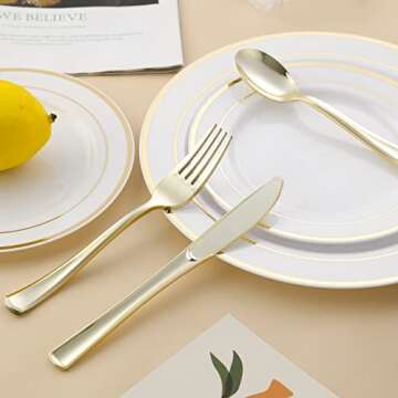 N9R Gold Plastic Forks 72Pcs for Parties and Events