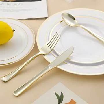 N9R Gold Plastic Forks 72Pcs for Parties and Events