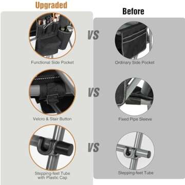 Stonehomy Extra Tall Folding Chairs for Adults 330lbs, Portable Bar Height Foldable Director Chairs for Camping Outside, Comfortable with Makeup Pocket, High Back and Footrest, Black