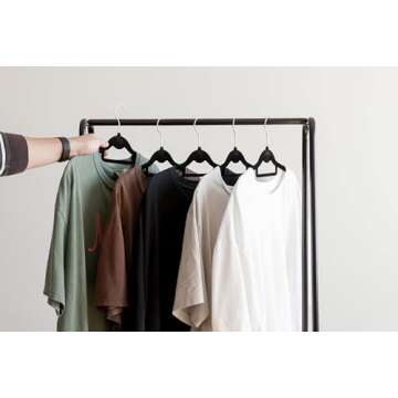 IRIS USA Clothes Rack for Hanging Clothes with Bottom Wood Shelf, Freestanding Clothing Rack, Easy to Assemble Garment Rack, Metal, Sturdy Design, Multipurpose, Small Space Storage Solution, Black