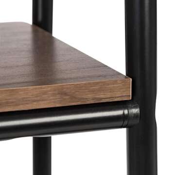 IRIS USA Clothes Rack for Hanging Clothes with Bottom Wood Shelf, Freestanding Clothing Rack, Easy to Assemble Garment Rack, Metal, Sturdy Design, Multipurpose, Small Space Storage Solution, Black