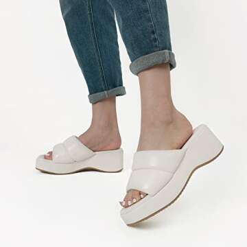 DREAM PAIRS Womens Slip on Slides Wedges Platform Cute Walking Comfort Sandals