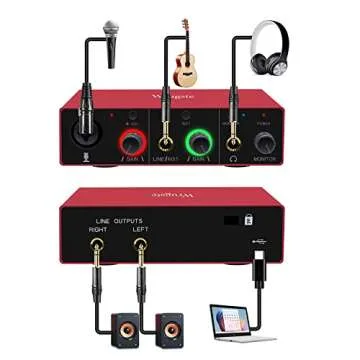 Wrugste USB Audio Interface Solo(24Bit/192kHz)+48V Phantom Power for Computer Recording Podcasting a...