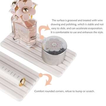 NiuYichee 2 PCS Water Absorbent Diatomite Coasters Rectangle, Grooved Design, Water Absorbing Stone Used for Hand Soaps & Plants & toiletries in The Modern Home