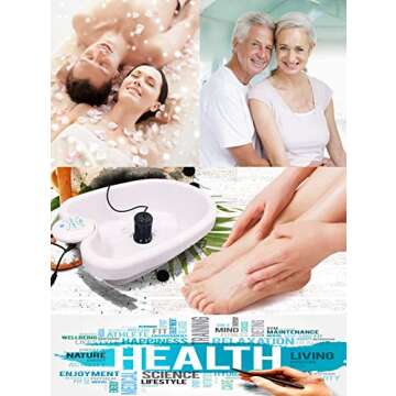 MAXEXA Ionic Foot Bath Detox Machine, Portable Spa That Removes Toxins, Feet Soak Personal Cleanse BioEnergizer. Includes 3 arrays, 90 Plastic Liners, Wooden Foot Roller.