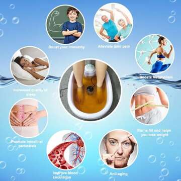 MAXEXA Ionic Foot Bath Detox Machine, Portable Spa That Removes Toxins, Feet Soak Personal Cleanse BioEnergizer. Includes 3 arrays, 90 Plastic Liners, Wooden Foot Roller.