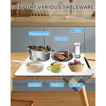 Food Warming Mat,Electric Warming Tray Food Warmer with Adjustable Temperature,Rollable Potable Silicone Heating Mat for Food,Versatile Kitchen Gadgets Home Essentials for Buffet Party Gathering