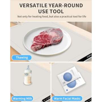 Food Warming Mat,Electric Warming Tray Food Warmer with Adjustable Temperature,Rollable Potable Silicone Heating Mat for Food,Versatile Kitchen Gadgets Home Essentials for Buffet Party Gathering