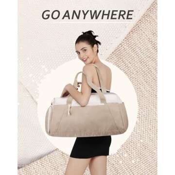 BAGSMART Foldable Gym Bag | Lightweight Travel Duffle with Shoe Compartment