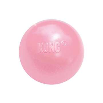 KONG Puppy Ball w/Hole - Soft & Durable Activity Ball for Puppies - Dog Toy Supports Healthy Exercise & Interactive Play - Dog Toy for Natural Teething - for Small Puppies - Assorted Colors