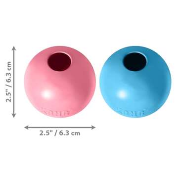 KONG Puppy Ball w/Hole - Soft & Durable Activity Ball for Puppies - Dog Toy Supports Healthy Exercise & Interactive Play - Dog Toy for Natural Teething - for Small Puppies - Assorted Colors