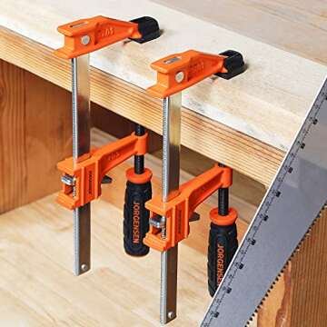 Jorgensen 6” Bar Clamp Set, 2-Pack Steel F Clamp Light Duty, 300 lbs Load Limited, for Woodworking, Metalworking, DIY