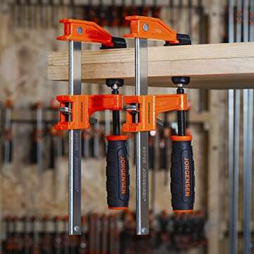 Jorgensen 6” Bar Clamp Set, 2-Pack Steel F Clamp Light Duty, 300 lbs Load Limited, for Woodworking, Metalworking, DIY