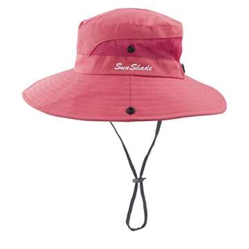 Toddler Child Kids Girls Summer Sun Hat Wide Brim UV Protection Hats Floppy Bucket Cap for Beach Fishing Gardening Pure Watermelon Red