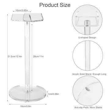 Dealpoli Acrylic Desktop Headphone Holder, Countertop Accessories Stand, Universal for All Music Gam...