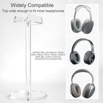 Dealpoli Acrylic Desktop Headphone Holder, Countertop Accessories Stand, Universal for All Music Gaming Headsets 1 Pack(DP015)