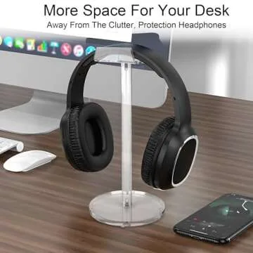 Dealpoli Acrylic Desktop Headphone Holder, Countertop Accessories Stand, Universal for All Music Gaming Headsets 1 Pack(DP015)