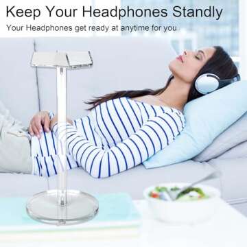 Dealpoli Acrylic Desktop Headphone Holder, Countertop Accessories Stand, Universal for All Music Gaming Headsets 1 Pack(DP015)