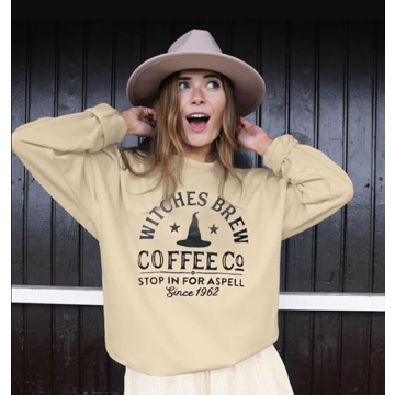 DUTUT Halloween Witches Brew Sweatshirt for Women