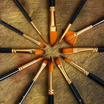 Artify Paint Brush Set - 12 Pcs with Travel Case & Extras