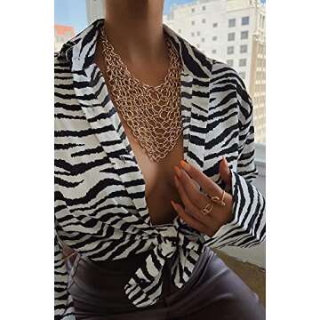 Votuleazi Women Button Down Casual Shirts, Fashion AbstractZebra Print Long Sleeve Loose Tops for Summer Fashion Streetwear (Black White, Small)