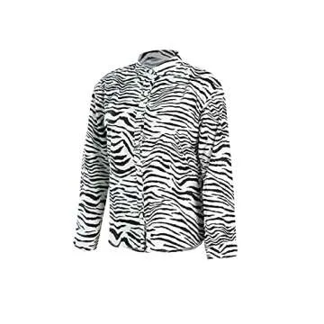 Votuleazi Women Button Down Casual Shirts, Fashion AbstractZebra Print Long Sleeve Loose Tops for Summer Fashion Streetwear (Black White, Small)