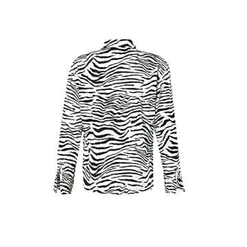 Votuleazi Women Button Down Casual Shirts, Fashion AbstractZebra Print Long Sleeve Loose Tops for Summer Fashion Streetwear (Black White, Small)