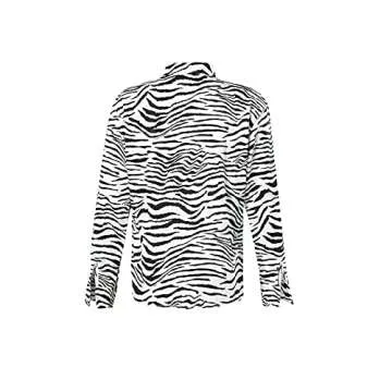 Votuleazi Women Button Down Casual Shirts, Fashion AbstractZebra Print Long Sleeve Loose Tops for Summer Fashion Streetwear (Black White, Small)
