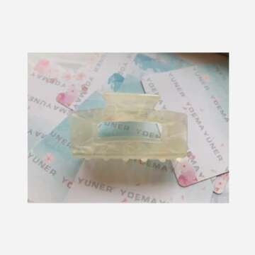 Checkered Hair Claw Clips for Women Girls Fashion Hair Clips for Styling Claw Clamps Thick Hair Retro Rectangle Shape, YOEMAYUNER (1PC White)