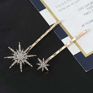 Vintage Rhinestone Moon Snowflake Star Hair Clips for Women