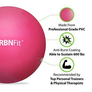 URBNFit Small Exercise Ball - 9-inch Mini Pilates Ball with Fitness Guide for Yoga, Barre, Physical ...