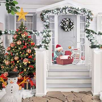 Christmas Tree Topper, Soqool Glittered Gold Hallow Star Tree Topper for Mas Tree Decorations/Holiday Party Home Indoor Decororations/Bar Shop Office (10, Gold)