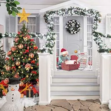 Christmas Tree Topper, Soqool Glittered Gold Hallow Star Tree Topper for Mas Tree Decorations/Holiday Party Home Indoor Decororations/Bar Shop Office (10, Gold)