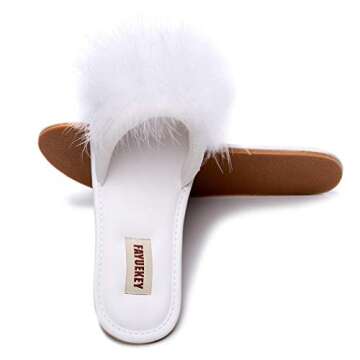 FAYUEKEY Women Fur Slippers - Comfy Fluffy Slides