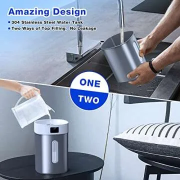 4L Ultrasonic Cool Mist Humidifier with 304 Stainless Steel Tank, Auto Humidity Control, Night Light...