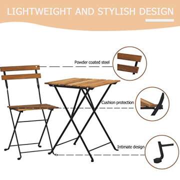 SUNBURY Outdoor 3 Piece Bistro Set for Patio Dining