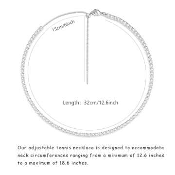 Luxval Tennis Necklace - Elegant & Adjustable Jewelry for Women