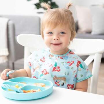 Bumkins Disney Short Sleeve Bib for Girl or Boy, Toddler and Kids for 1-3 Years, Large Size, Essenti...