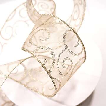 Elegant 50-Yard Organza Glitter Ribbon for All Occasions