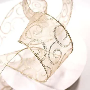 Elegant 50-Yard Organza Glitter Ribbon for All Occasions