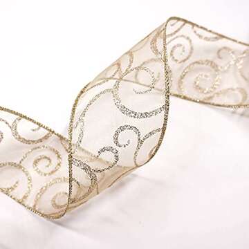 Elegant 50-Yard Organza Glitter Ribbon for All Occasions