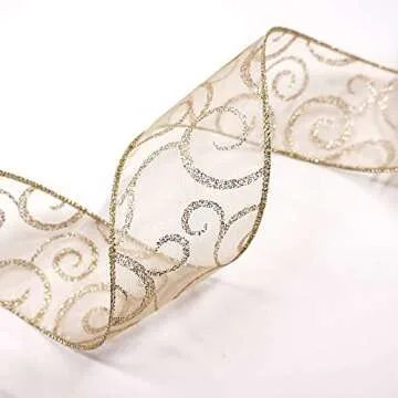 Elegant 50-Yard Organza Glitter Ribbon for All Occasions