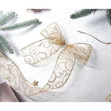 Elegant 50-Yard Organza Glitter Ribbon for All Occasions