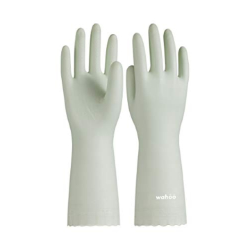 LANON Wahoo Skin-Friendly Dishwashing Gloves - Flocked Liner, Non-Slip, Canary Green, Small