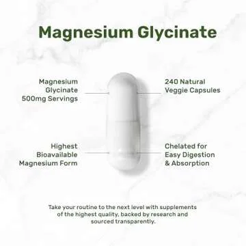 DEAL SUPPLEMENT Magnesium Glycinate 500mg, 240 Veggie Capsules | Chelated for Easy Absorption | Highly Purified Essential Trace Mineral for Muscle, Joint, Heart, & Digestive Health