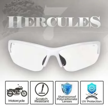Global Vision Hercules 7 Auto-Darkening Clear to Smoke Lens Transitional ANSI Z87.1 Safety Sunglasses Glasses Photochromic (White)
