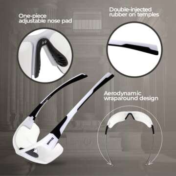 Global Vision Hercules 7 Auto-Darkening Clear to Smoke Lens Transitional ANSI Z87.1 Safety Sunglasses Glasses Photochromic (White)