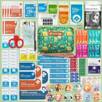 EVERLIT Rescue Pack | Kids First Aid Kit | 200 Medical Supplies in a Compact Storage Bag for Home, C...