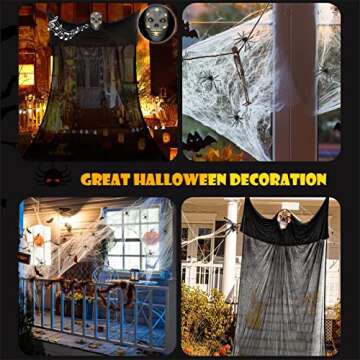 Lamgoa 12.3ft Halloween Ghost Hanging Decorations, Scary Hanging Reaper Motion Voice Activated with Creepy Sound & Glowing Mask Flying Ghost for Haunted House, Yard Home Party Indoor Outdoor Decor